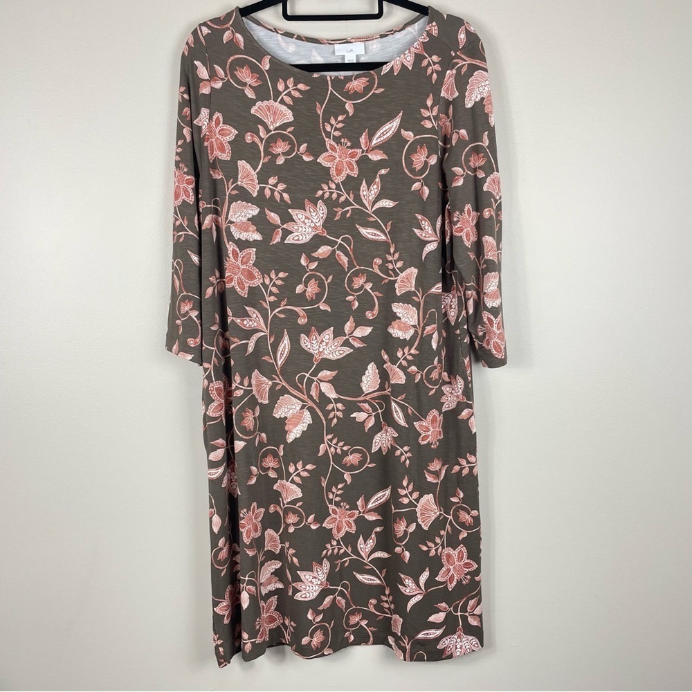 J. Jill Womens Medium Dress Floral Stretch Jersey knit Stretch Shall OV Dress